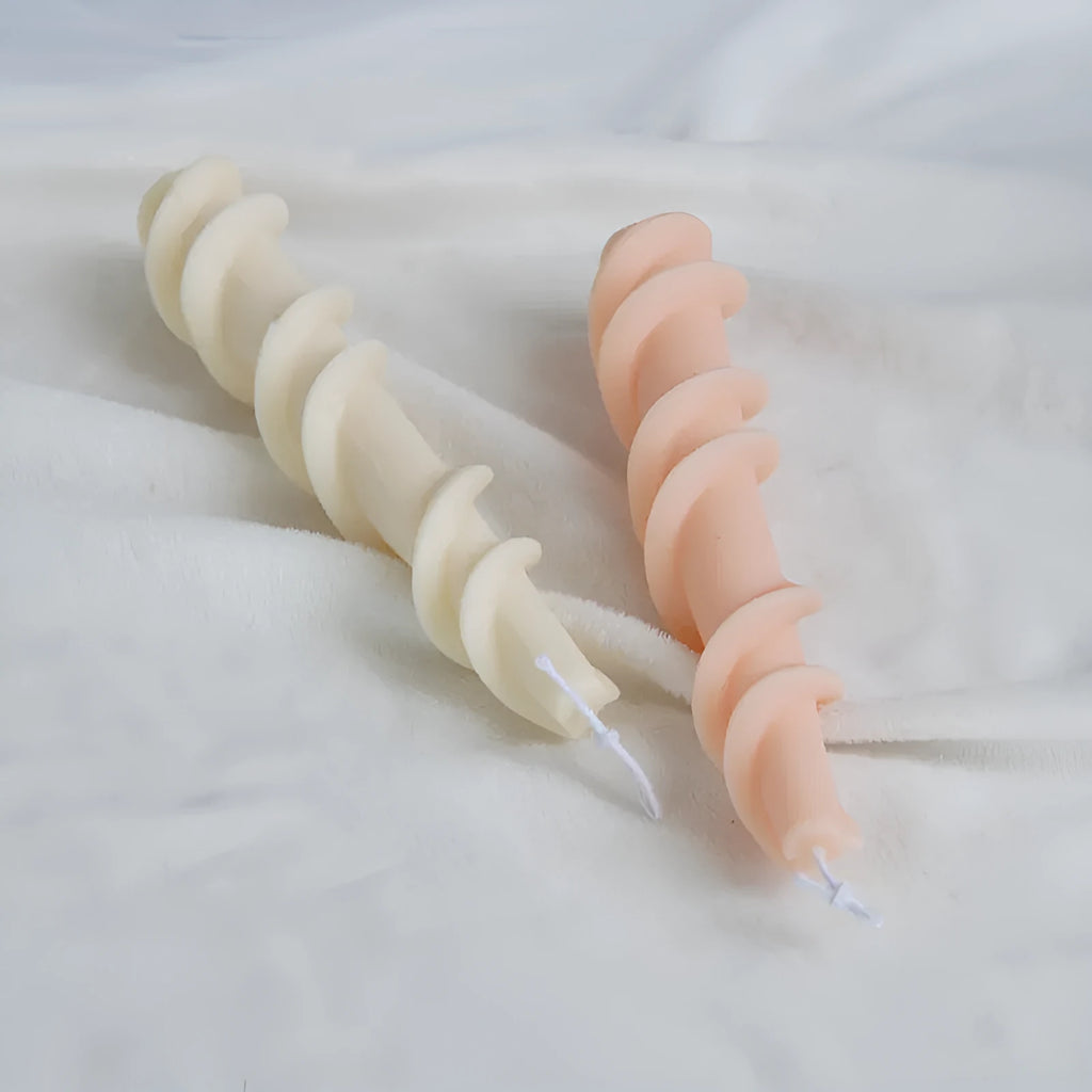 Handmade silicone candle mould for creating decorative rotating lace pattern wax candles