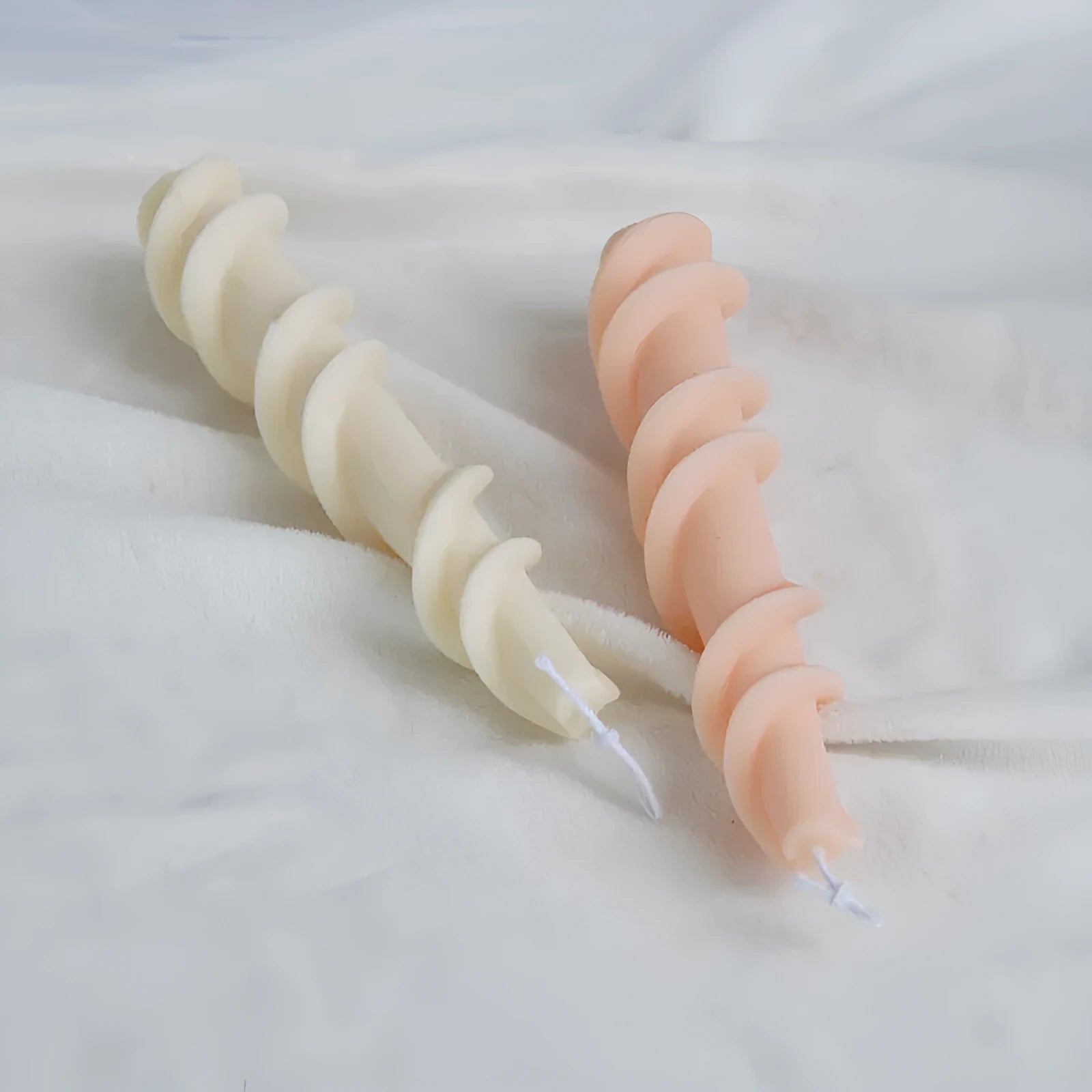 Handmade silicone candle mould for creating decorative rotating lace pattern wax candles