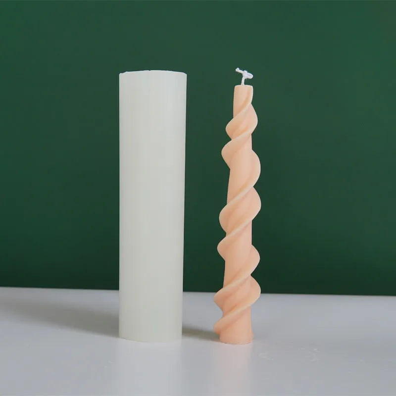 Handmade silicone candle mould for creating decorative rotating lace pattern wax candles