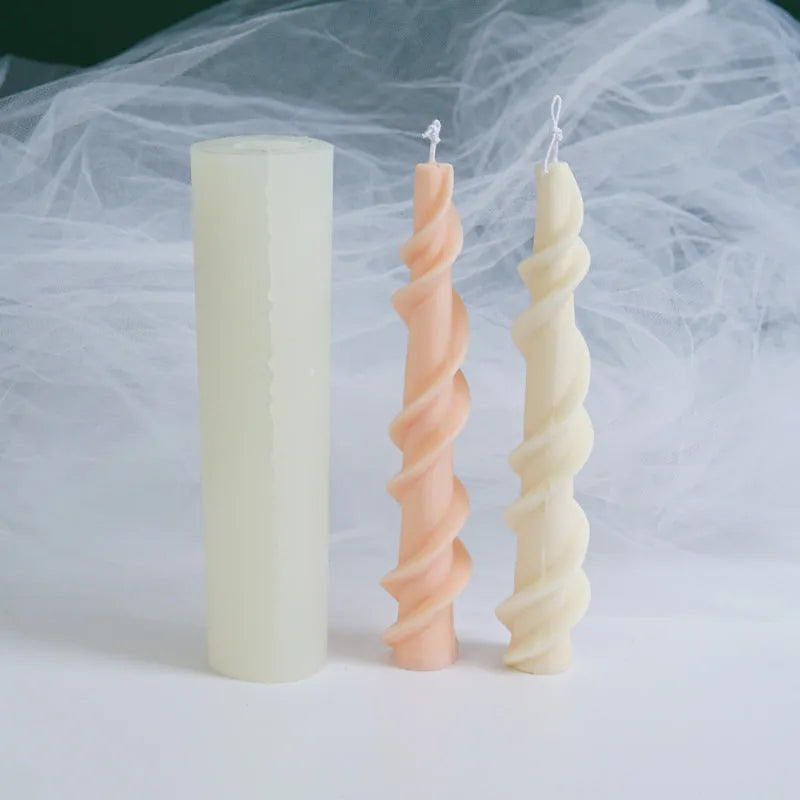 Handmade silicone candle mould for creating decorative rotating lace pattern wax candles