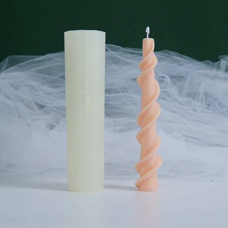 Handmade silicone candle mould for creating decorative rotating lace pattern wax candles