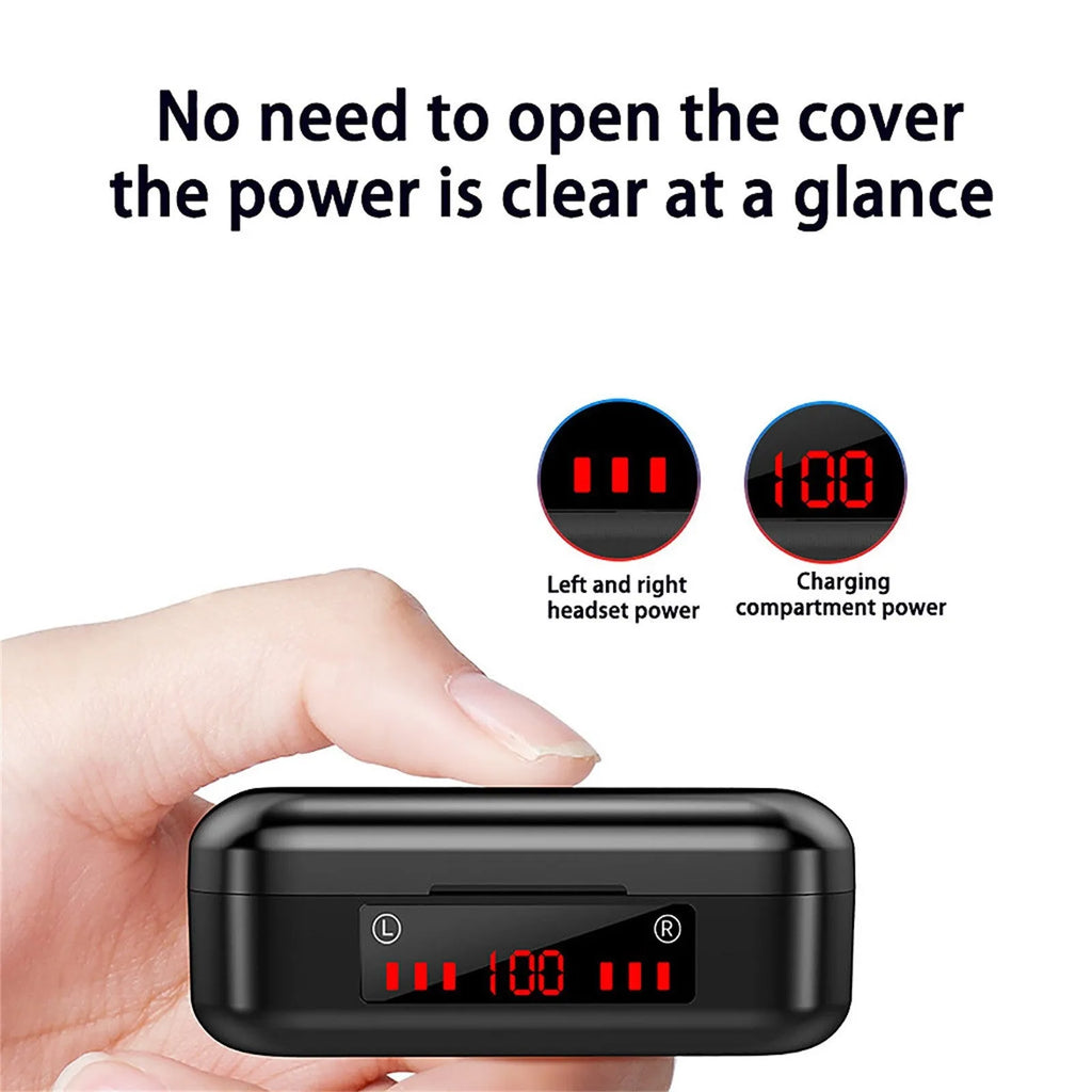 Wireless Bluetooth TWS headset with LED battery display and charging case