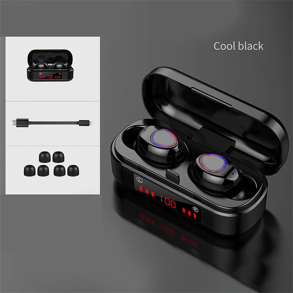 Wireless Bluetooth TWS headset with LED battery display and charging case
