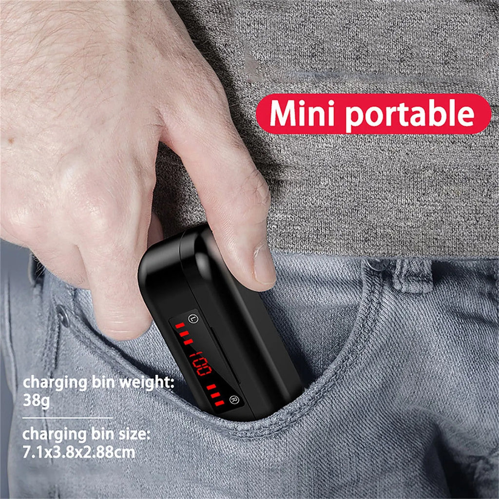 Wireless Bluetooth TWS headset with LED battery display and charging case