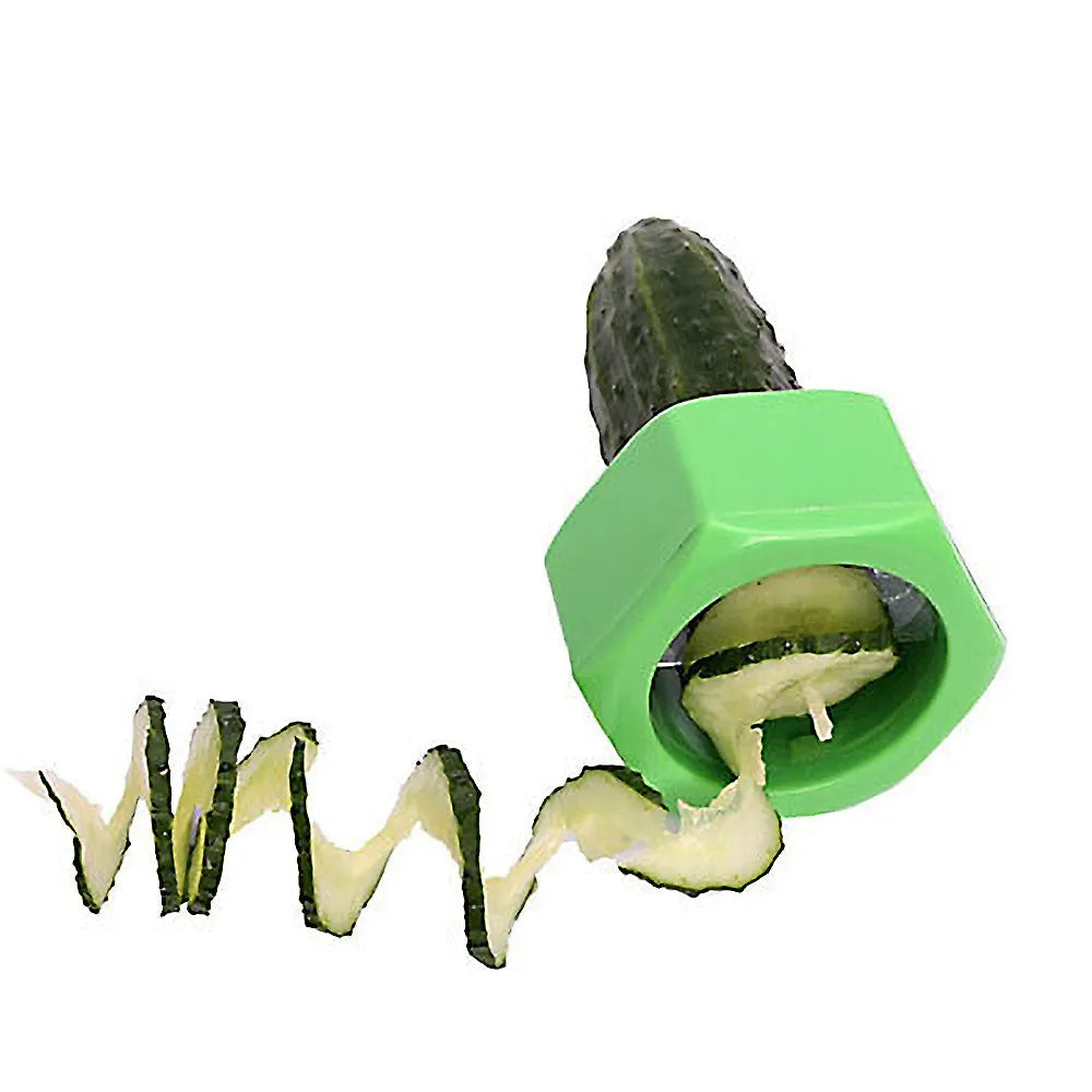 Yellow spiral vegetable cutter with ABS plastic construction showing 8cm diameter dimensions