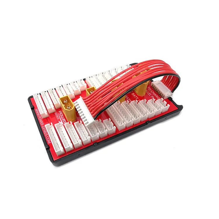Parallel charging board with four sets of T plug and balance port connectors for RC batteries