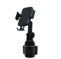 Black car phone holder with 360° rotating head and adjustable height mechanism