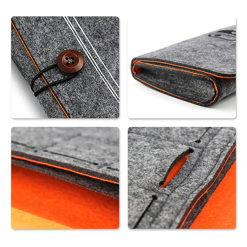 Black felt pouch for Nintendo Switch showing game card slots and double layer compartments