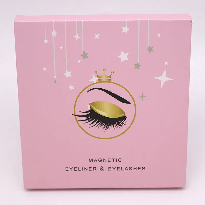 Magnetic eyelashes and eyeliner set with five pairs of false mink lashes
