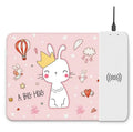 Wireless charging mouse pad with cartoon design, RGB lighting, and non-slip rubber base