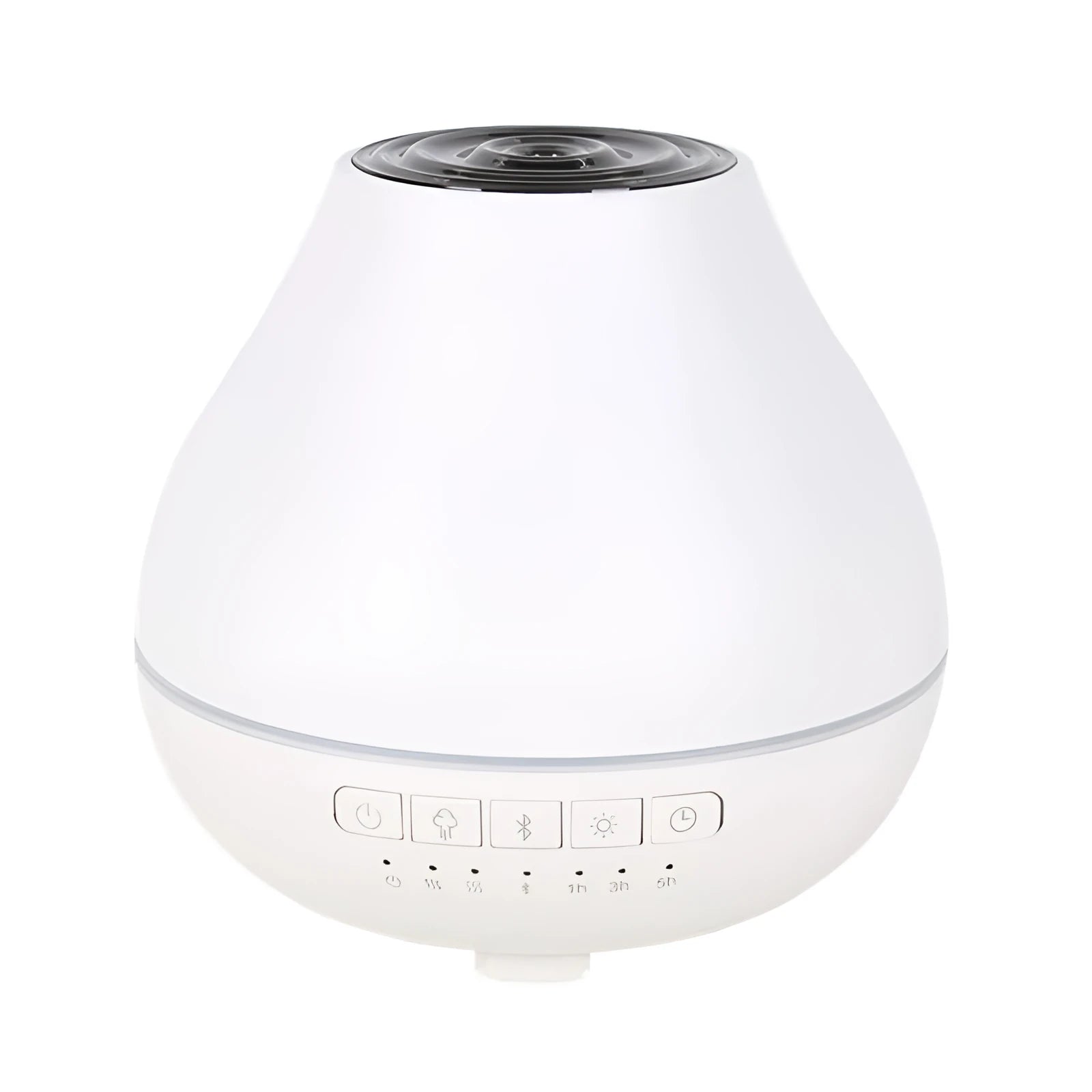 White round Bluetooth humidifier with aroma diffuser and night light functions