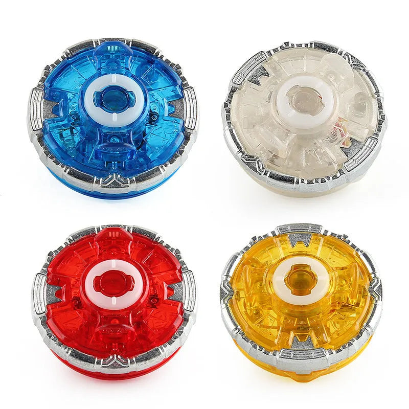 SB Light Gyro Bottom yoyo component in blue, red, white, and yellow colours showing 4.5cm dimensions