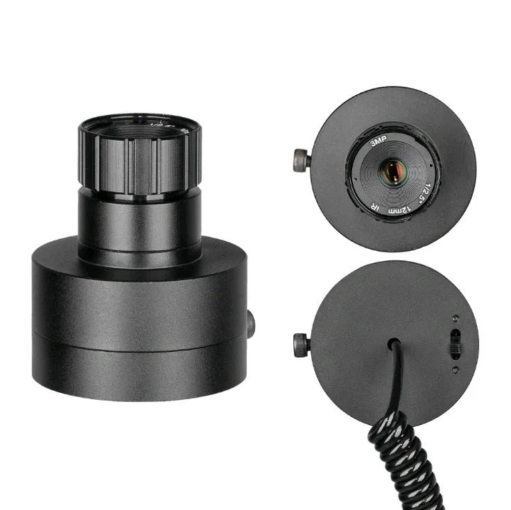 Black digital night vision goggles with 5 inch LCD display and objective lenses