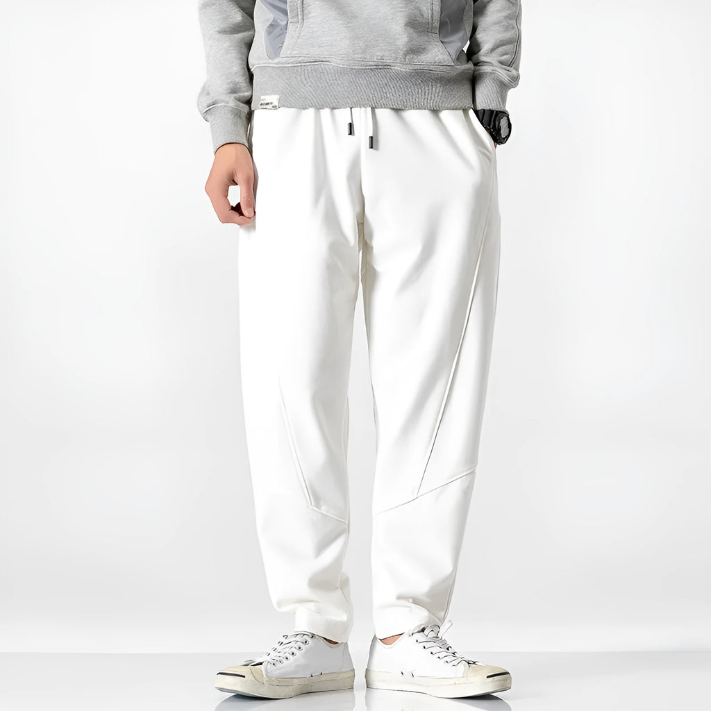 Men's cotton harem pants in slim fit drop crotch style, plain colour, drawstring waist