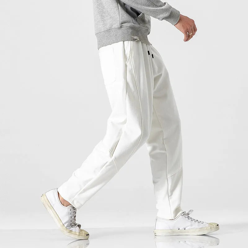 Men's cotton harem pants in slim fit drop crotch style, plain colour, drawstring waist