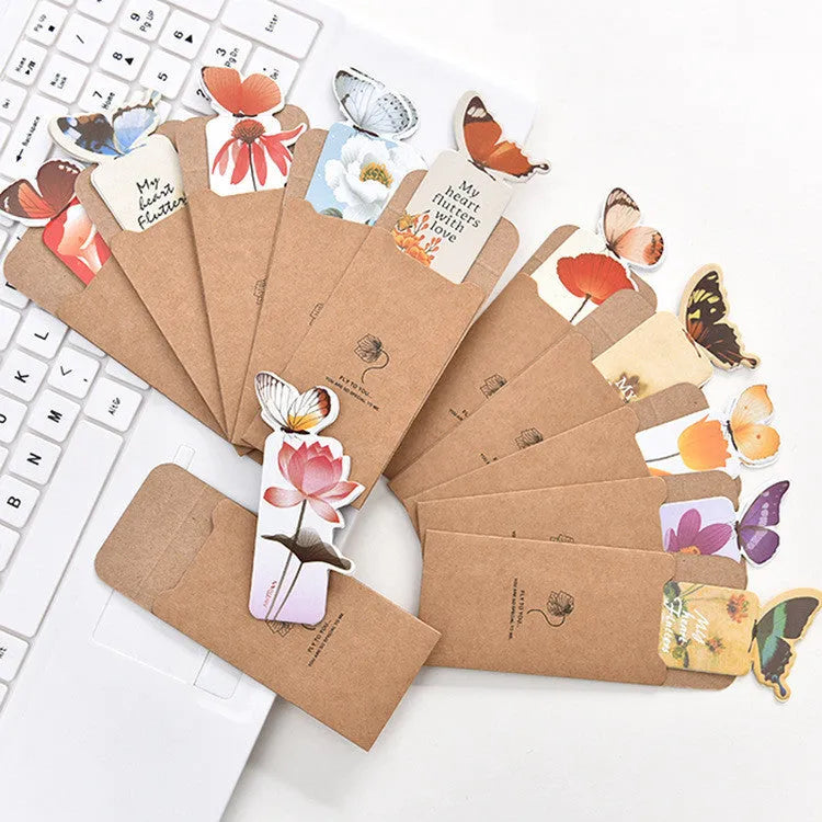 Fun Dream butterfly paper bookmark with Japanese Korean cute design, 13.5 cm by 5.5 cm.