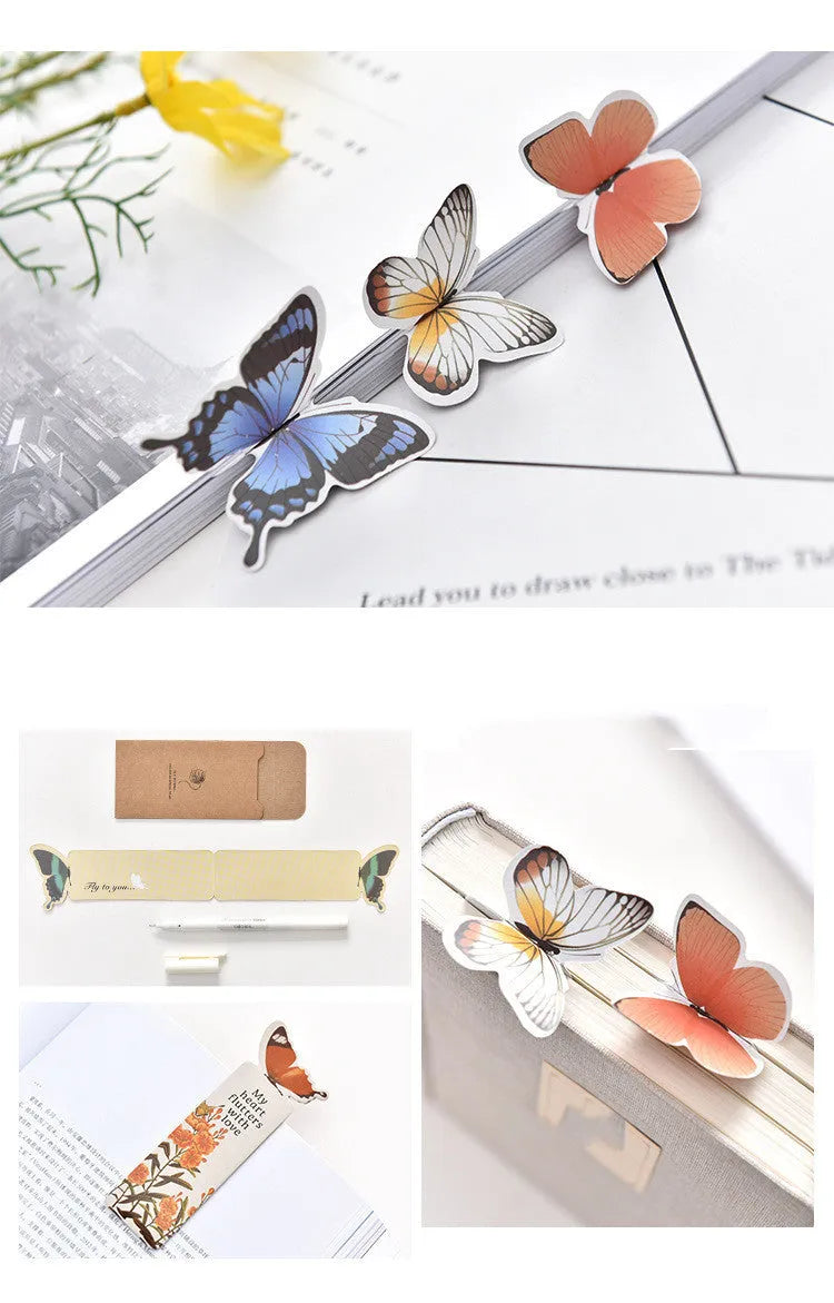 Fun Dream butterfly paper bookmark with Japanese Korean cute design, 13.5 cm by 5.5 cm.