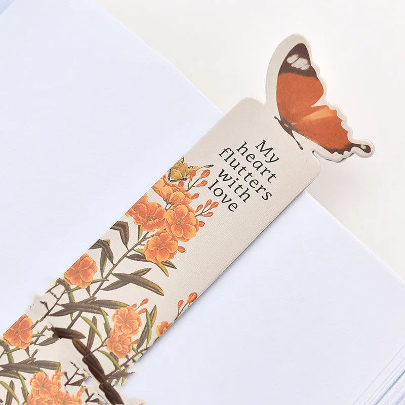 Fun Dream butterfly paper bookmark with Japanese Korean cute design, 13.5 cm by 5.5 cm.