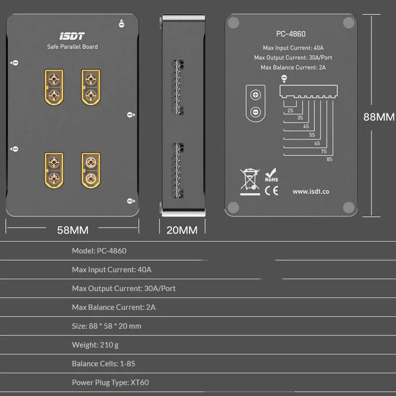 Grey Astor parallel charging board for drone batteries with colour-coded ports