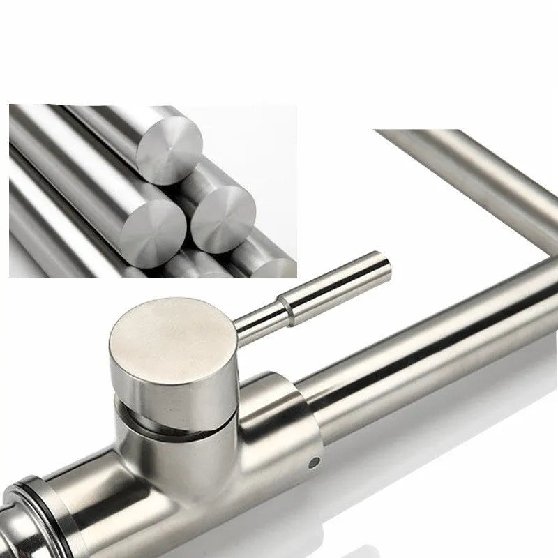 Silver stainless steel dual-open hot and cold 360-degree rotating kitchen mixer tap