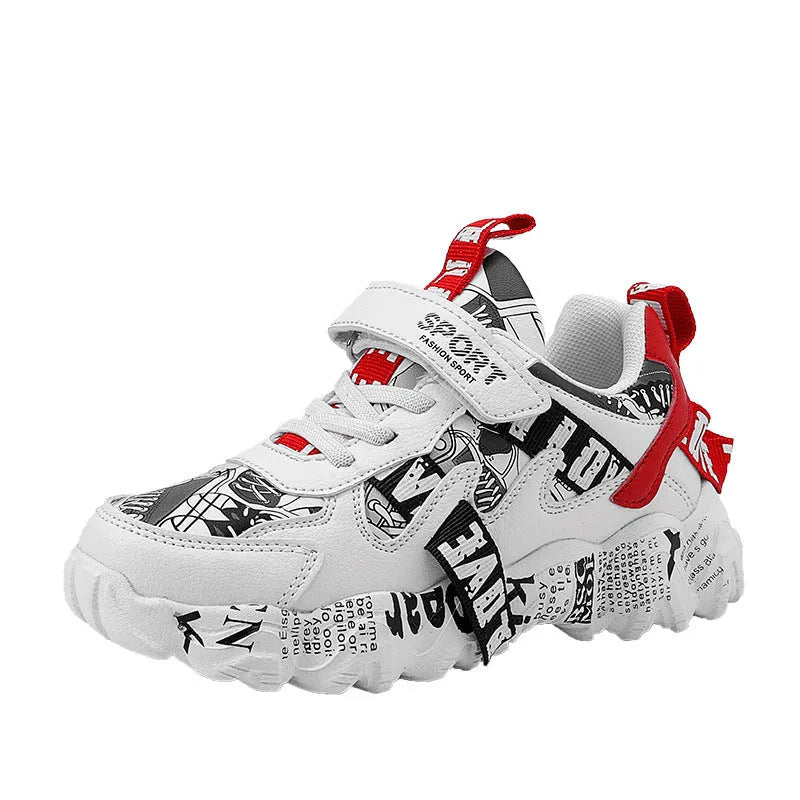 Children's blue and white velcro sports sneakers with rubber soles