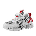 Children's blue and white velcro sports sneakers with rubber soles