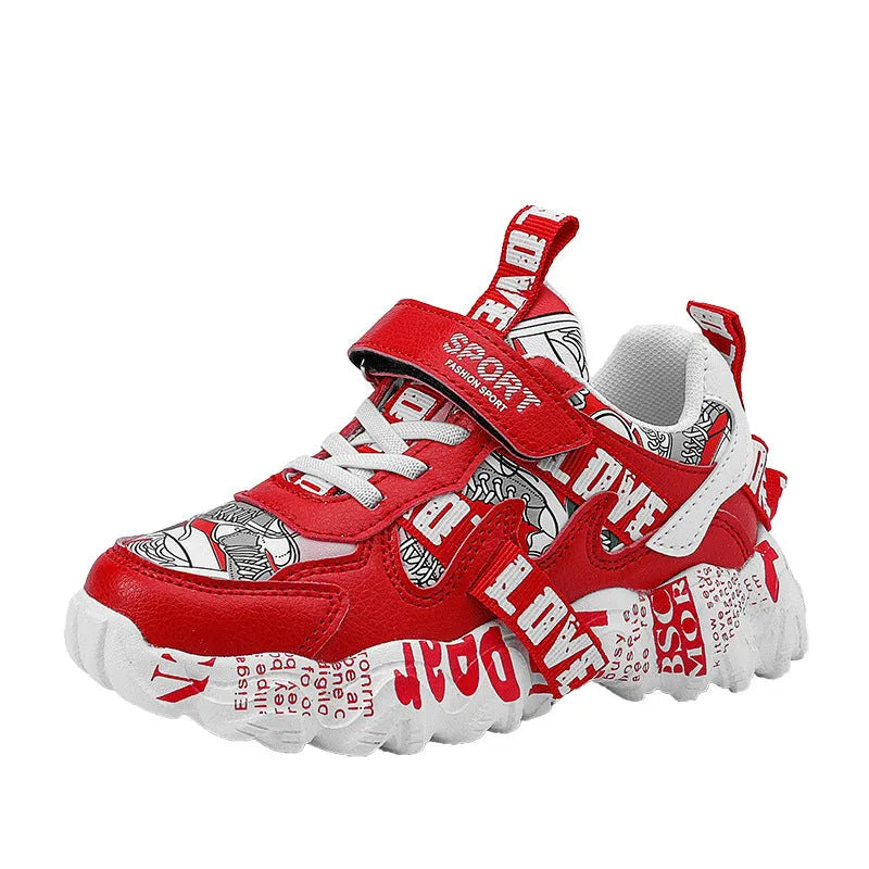 Children's blue and white velcro sports sneakers with rubber soles