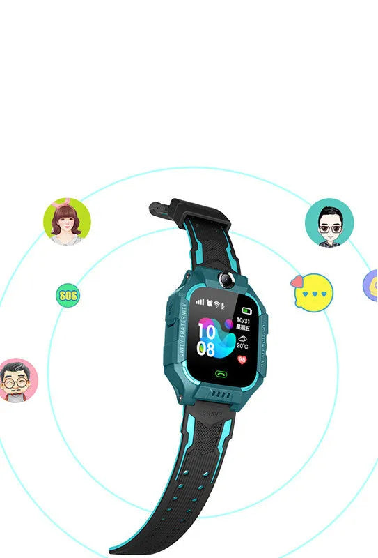 Green Z6 Q19 children's GPS smartwatch with 1.44-inch touch screen on a wrist.