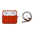 Solid wood Bluetooth earphone sleeve case for Apple AirPods in a natural wood finish.