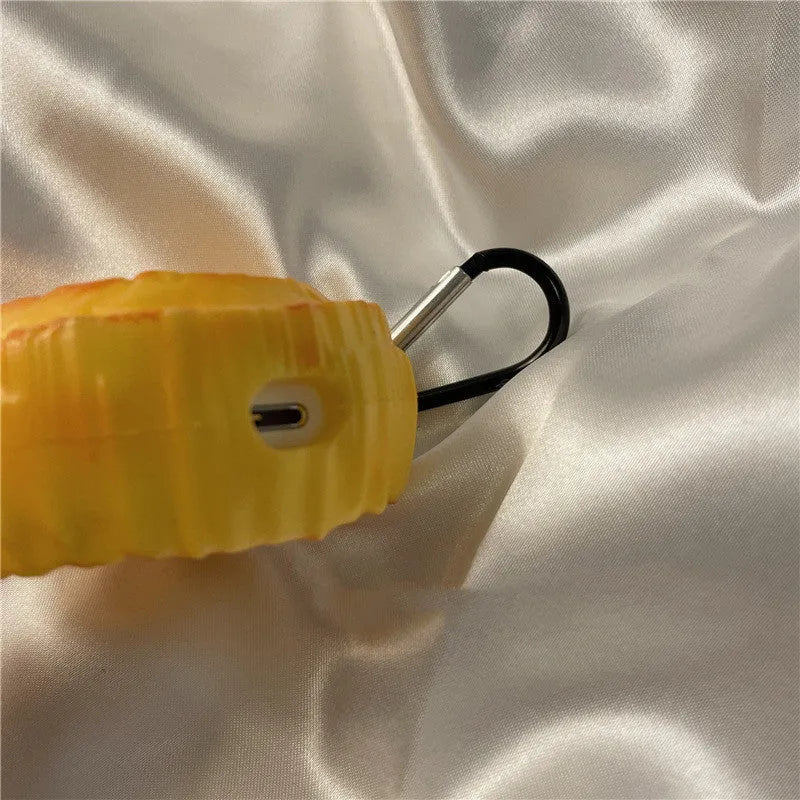 Yellow silicone butter cookie shaped protective case for AirPods charging case compatible with multiple models