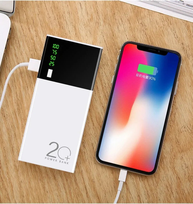 Black rice 20000mAh power bank portable charger with compact 135x60x20mm size