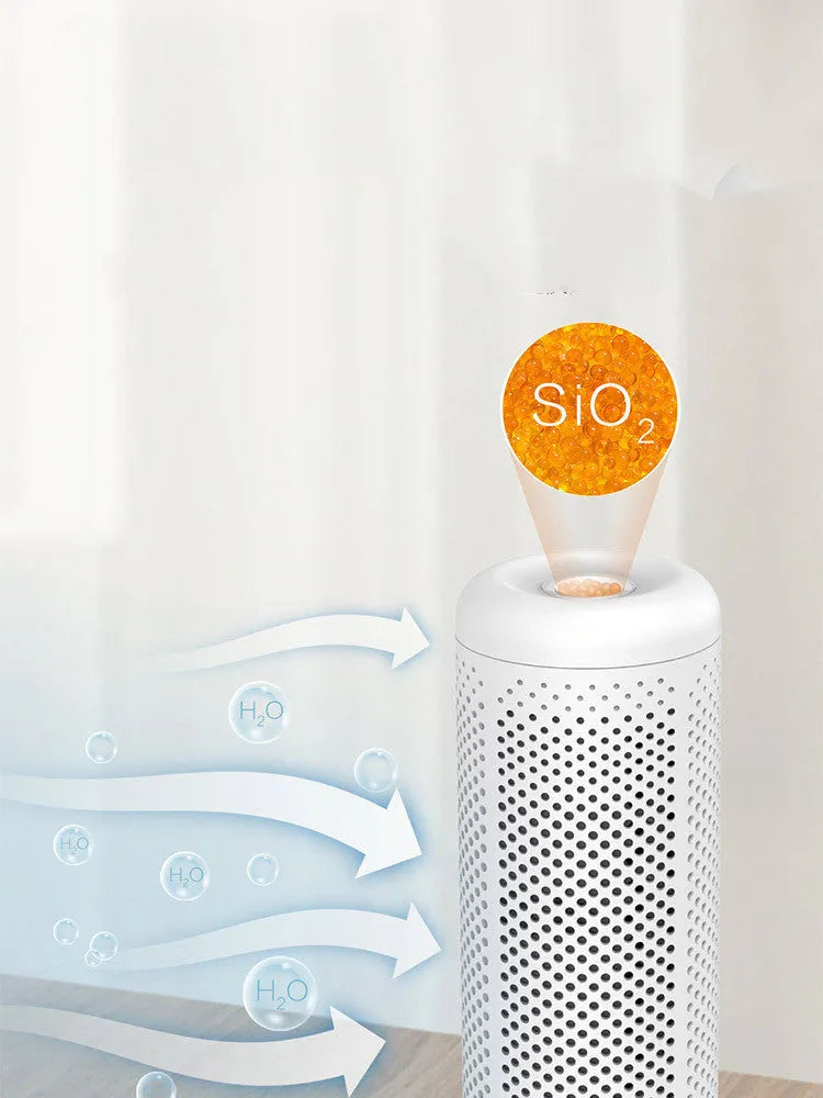 Small white mini dehumidifier with 1 litre tank for rooms up to 10 square metres