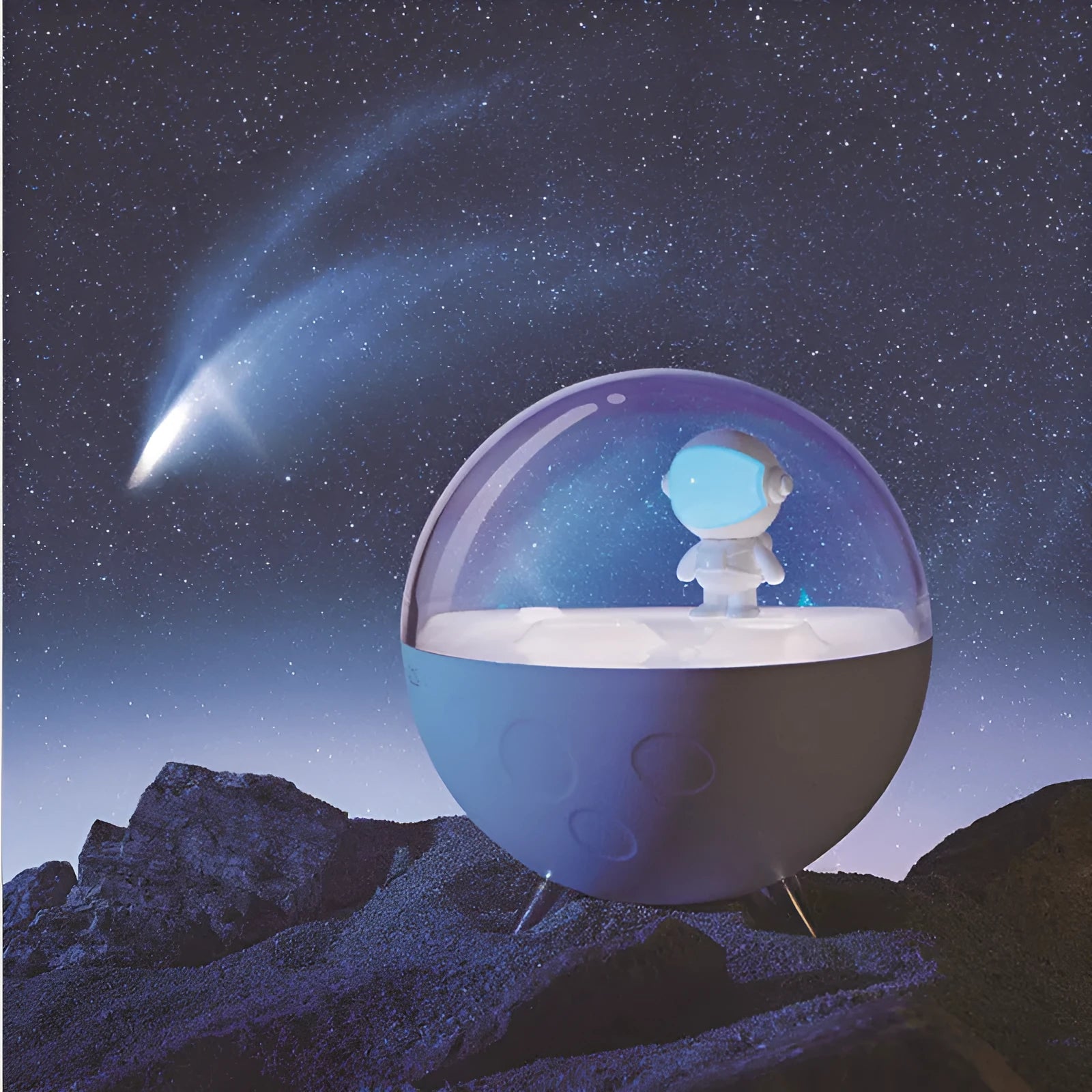USB cartoon night light LED lamp in blue or white plastic with button switch for bedroom desk use
