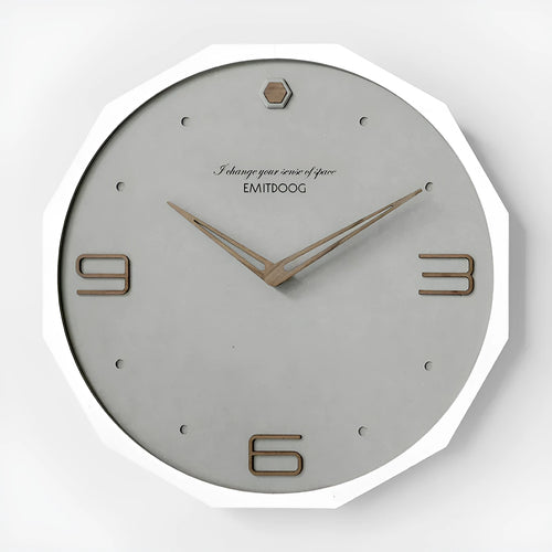 12 inch round Nordic style wall clock with a creative perforated metal face.