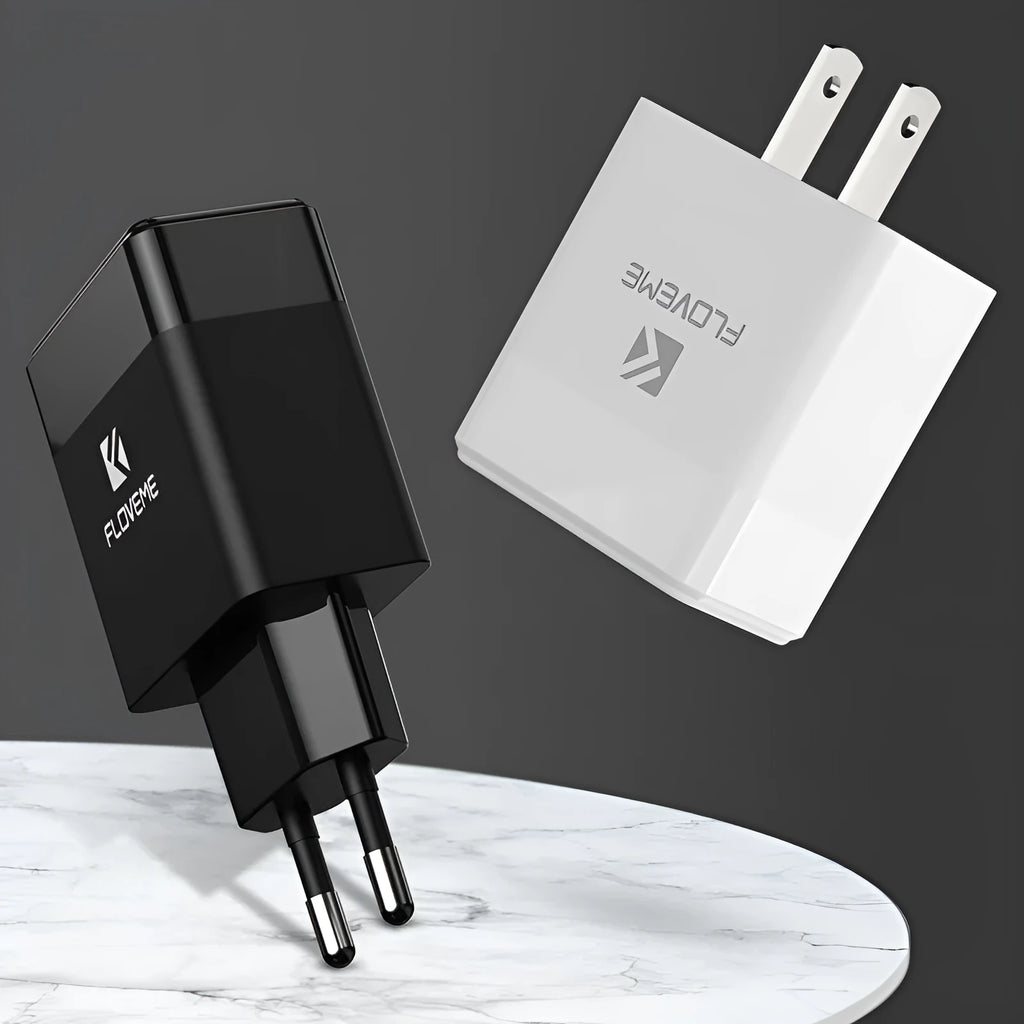 Black and white European American standard USB travel fast charger for mobile phones