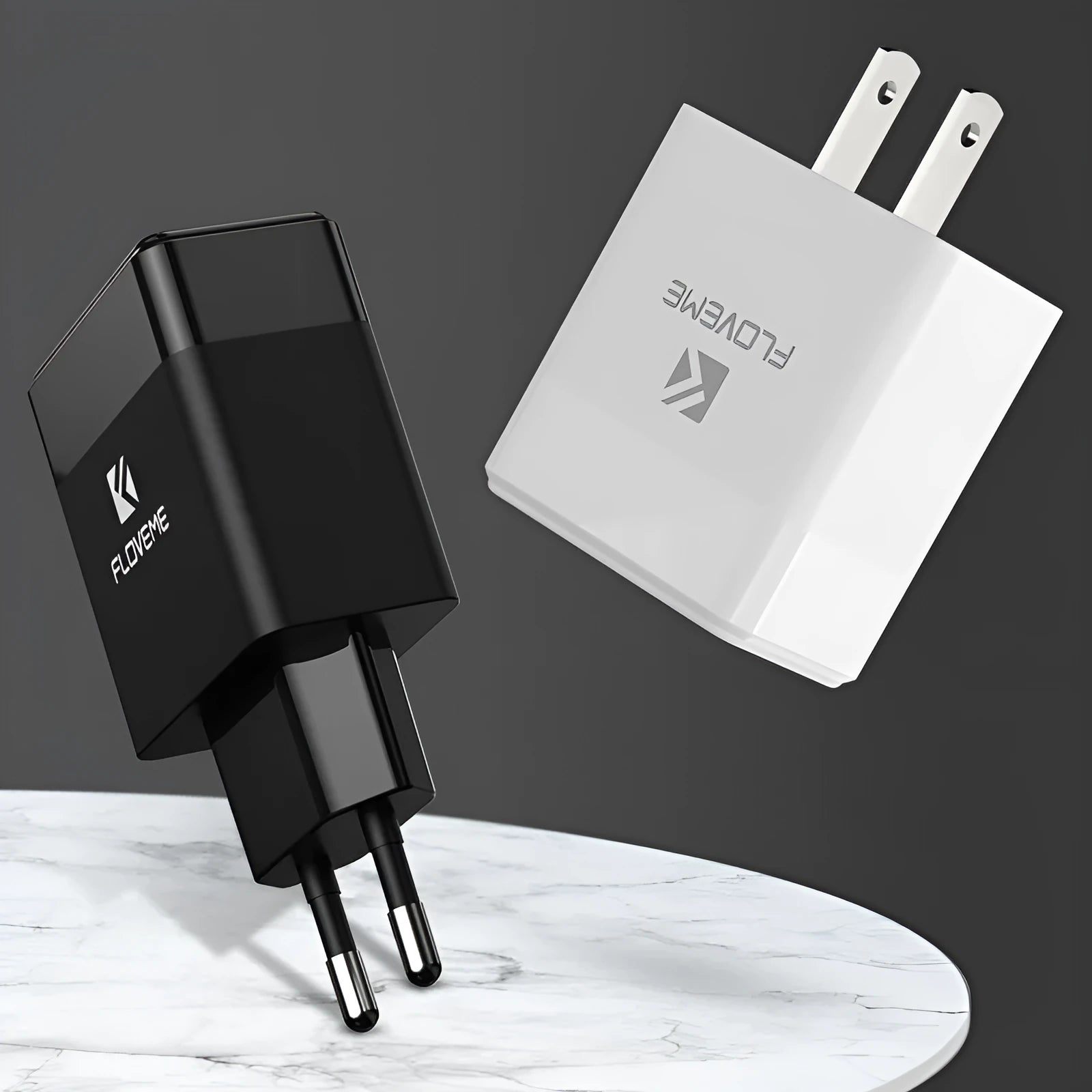 Black and white European American standard USB travel fast charger for mobile phones