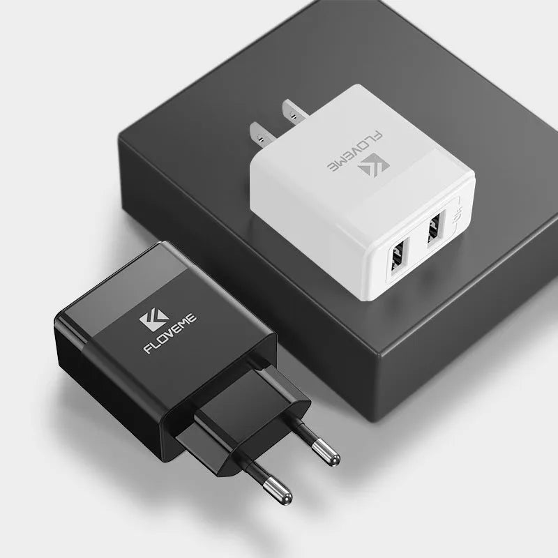 Black and white European American standard USB travel fast charger for mobile phones