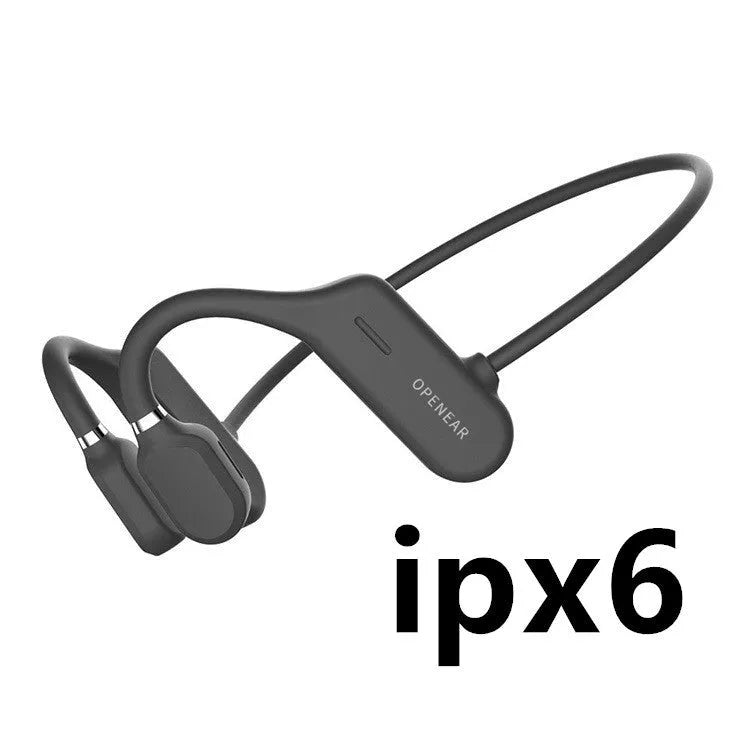 In-ear open-ear wireless sports headphones in black, grey, and red colours with ear-hook design for running