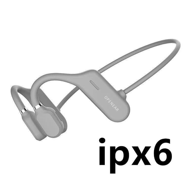 In-ear open-ear wireless sports headphones in black, grey, and red colours with ear-hook design for running