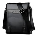 Black PU leather men's shoulder bag with zipper closure and single strap