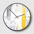 Round abstract art wall clock in Mysterious Black with metal case and sweep movement