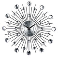 33cm round silver wall clock with metal frame and aluminium dial showing silent quartz movement