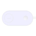 White dual wireless charging station for two mobile phones with LED indicator