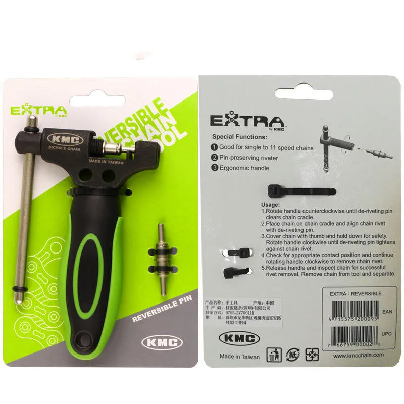 Green steel bicycle chain tool with double shaft mechanism for chain type 0
