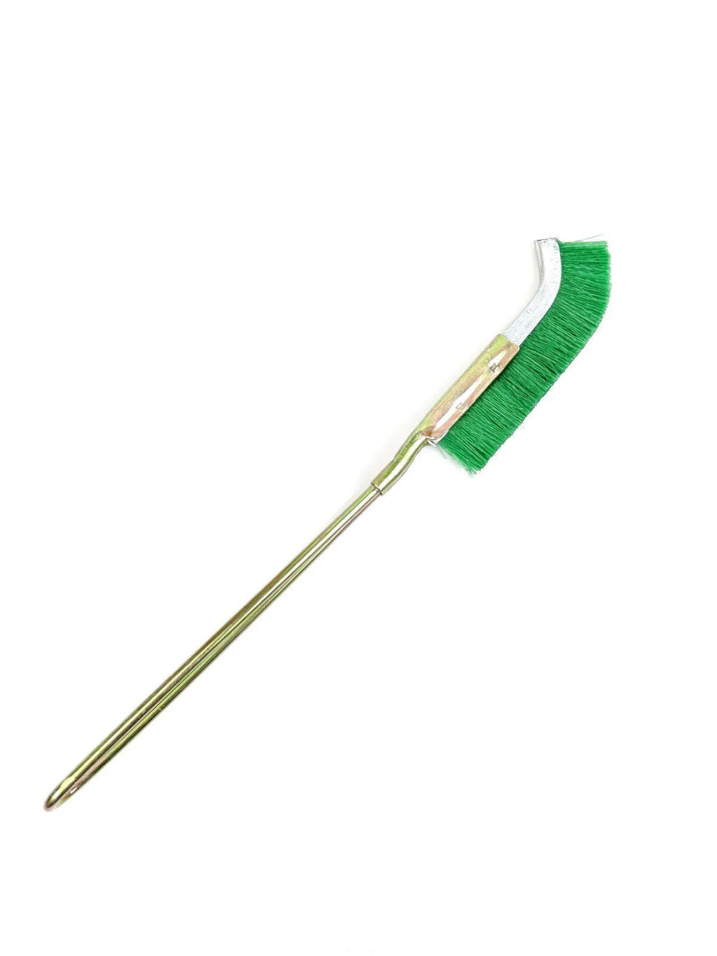 Green elbow-shaped nylon wire cleaning brush with metal construction for rust removal
