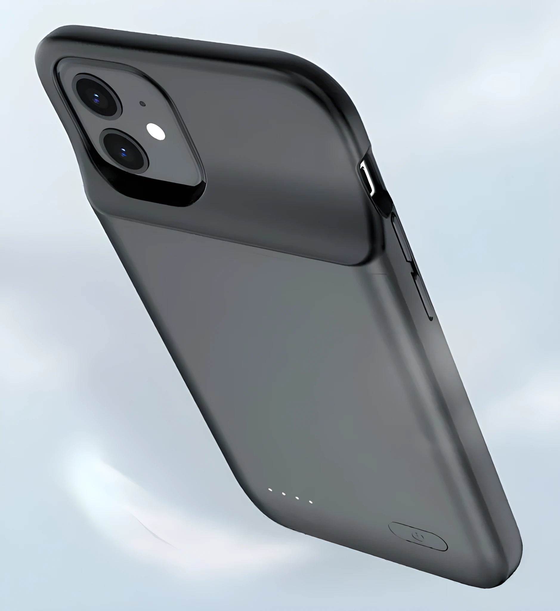 Black wireless back clip battery for iPhone 12 with ultra-thin TPU soft bag design