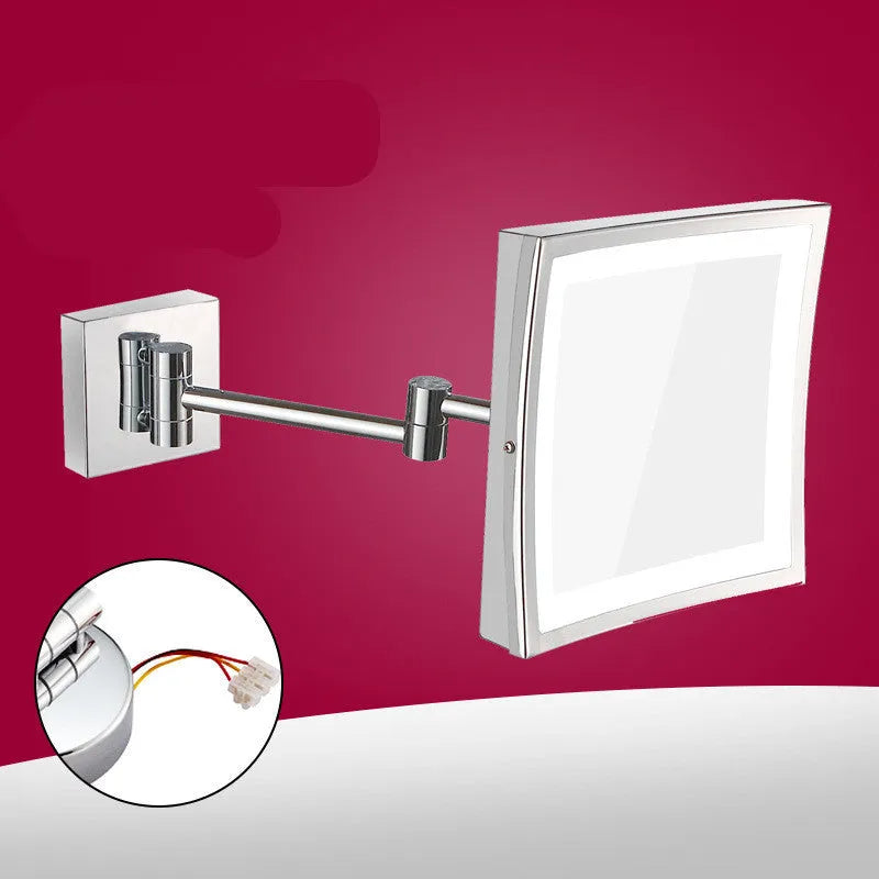 Stainless steel folding bathroom makeup mirror with 8.5-inch silver reflective surface