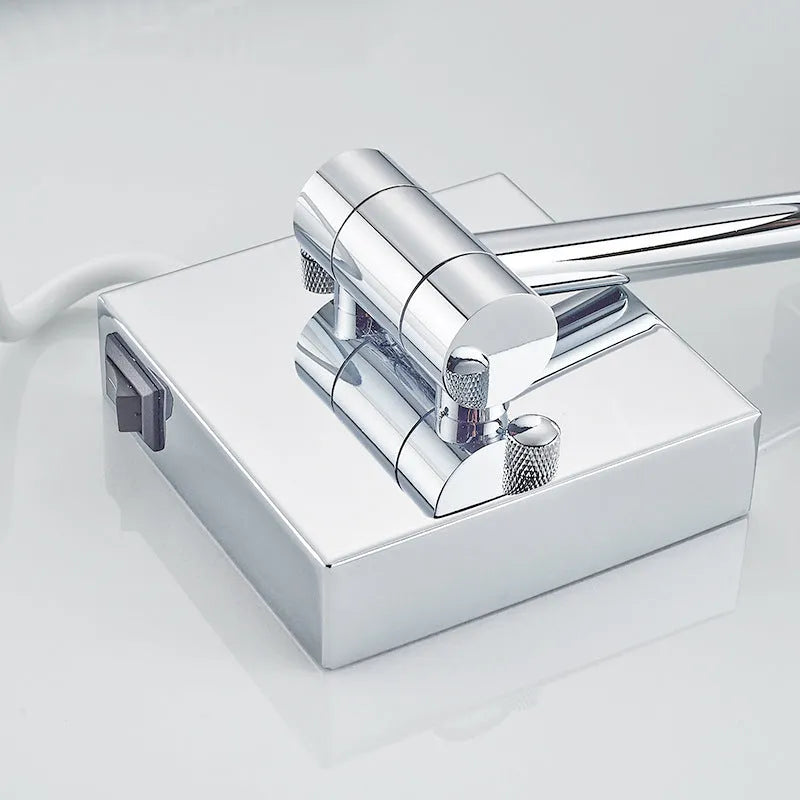 Stainless steel folding bathroom makeup mirror with 8.5-inch silver reflective surface
