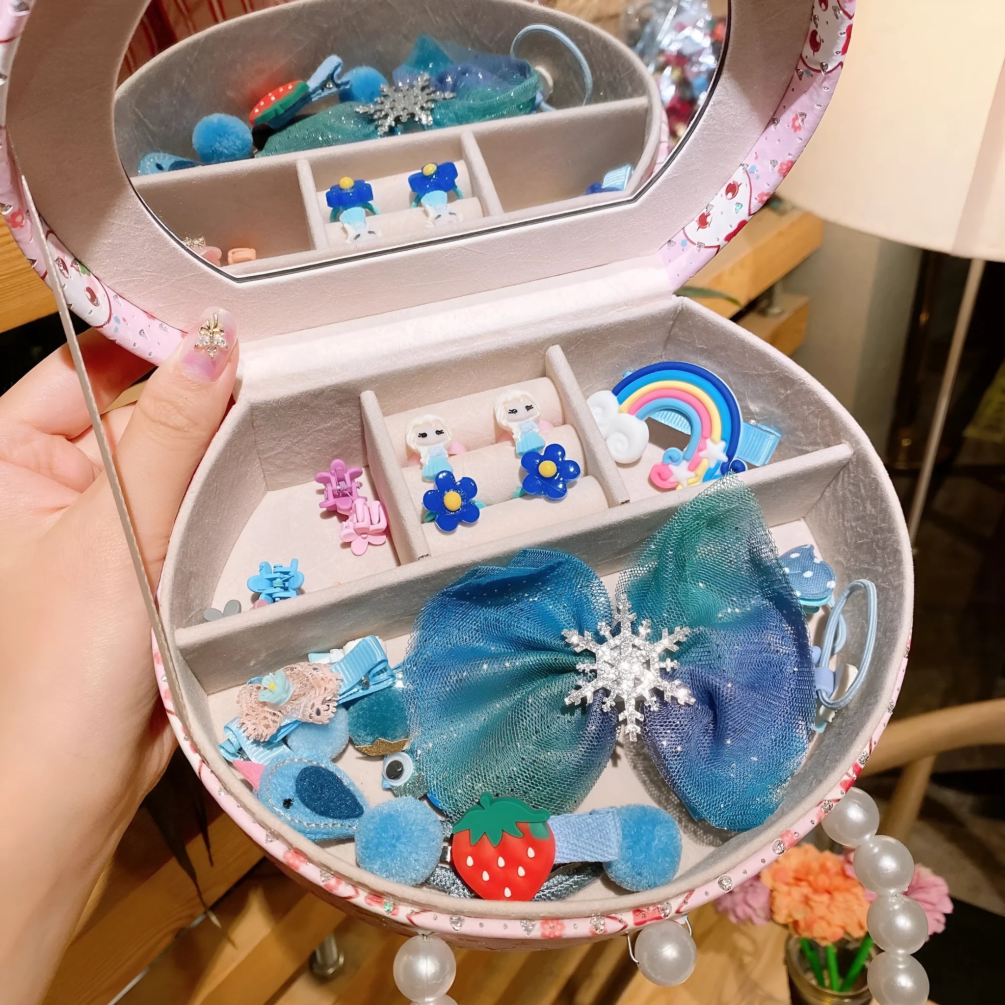 Cocoli series children's headdress and hair clip jewellery set with storage box in burgundy colour