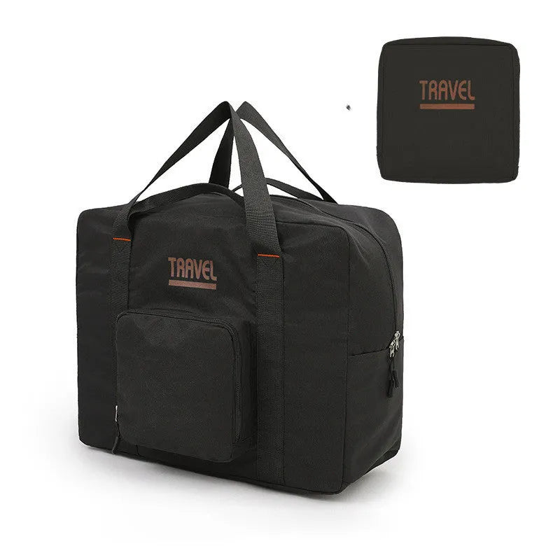 Cube-shaped black travel storage bag made from 300D Oxford cloth with a sealed zip closure.